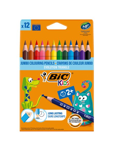 Astuccio 12 matite Evolution Triangle colori assortite BIC 82973511 BIC KIDS PASTELLI COLORATI