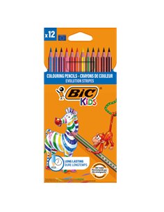 Astuccio 12 matite Evolution Stripes colori assortite BIC 9505222 BIC KIDS PASTELLI COLORATI