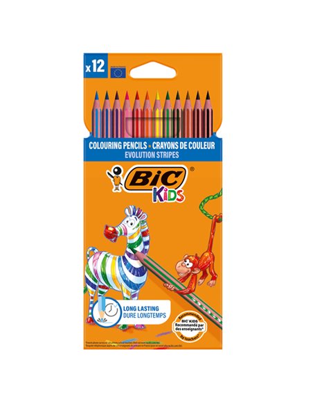 Astuccio 12 matite Evolution Stripes colori assortite BIC 9505222 BIC KIDS PASTELLI COLORATI