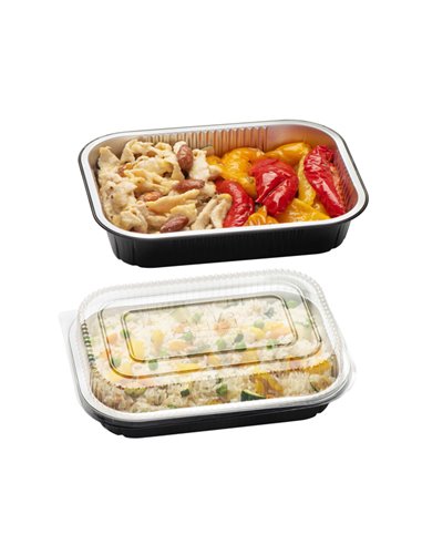 Pack 25 Contenitori alluminio stirato 2 porzioni + coperchio in R-PET Cuki 154227267