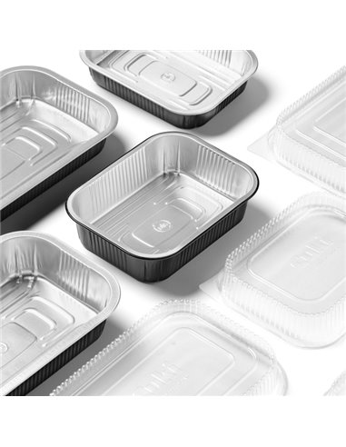 Pack 25 Contenitori alluminio stirato 2 porzioni + coperchio in R-PET Cuki 154227267