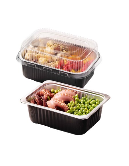 Pack 25 Contenitori alluminio stirato 1 porzione + coperchio in R-PET Cuki 154229567