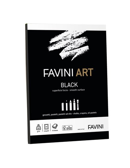 Blocco collato Black Favini Art 10fg 320gr A4 A42A104