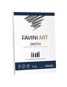 Blocco collato Sketch Favini Art 40fg 90gr/m2 f.to A4 A420454 FAVINI ALBUM DISEGNO BIANCO