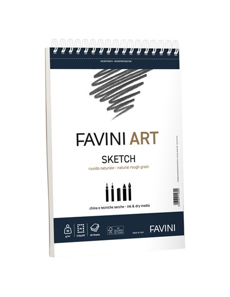 Blocco spiralato Sketch Favini Art 40fg 90gr/m2 f.to 23x29,7cm A290454