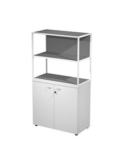 LIBRERIA media metal + arm. basso bianco/bianco/antrac./str.bianca ESSENCE MB3+AB3+27AN/T ARTEXPORT LIBRERIE