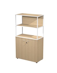 LIBRERIA media metal + arm. basso rovere/rovere/rovere/str.bianco ESSENCE MBC+ABC+27AN/C ARTEXPORT LIBRERIE