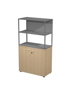 LIBRERIA media metal + arm. basso rovere/rovere/antracite/str.antracite ESSENCE MBC+ABC+27AF/T ARTEXPORT LIBRERIE