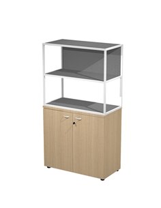 LIBRERIA media metal + arm. basso rovere/rovere/antracite/str.bianca ESSENCE MBC+ABC+27AN/T ARTEXPORT LIBRERIE