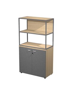 LIBRERIA media metal + arm. basso rovere/antracite/rovere/str.antracite ESSENCE MBC+ABT+27AF/C ARTEXPORT LIBRERIE