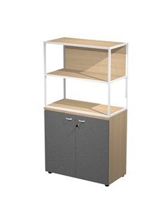 LIBRERIA media metal + arm. basso rovere/antracite/rovere/str.bianca ESSENCE MBC+ABT+27AN/C ARTEXPORT LIBRERIE