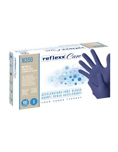 Conf 100 guanti nitrile ipoallergenici N350 s/acceleranti taglia S blu Reflexx N350/S
