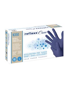 Conf 100 guanti nitrile ipoallergenici N350 s/acceleranti taglia L blu Reflexx N350/L Reflexx GUANTI DI PROTEZIONE