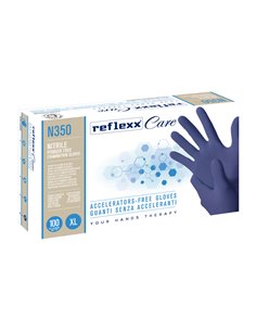 Conf 100 guanti nitrile ipoallergenici N350 s/acceleranti taglia XL blu Reflexx N350/XL Reflexx GUANTI DI PROTEZIONE