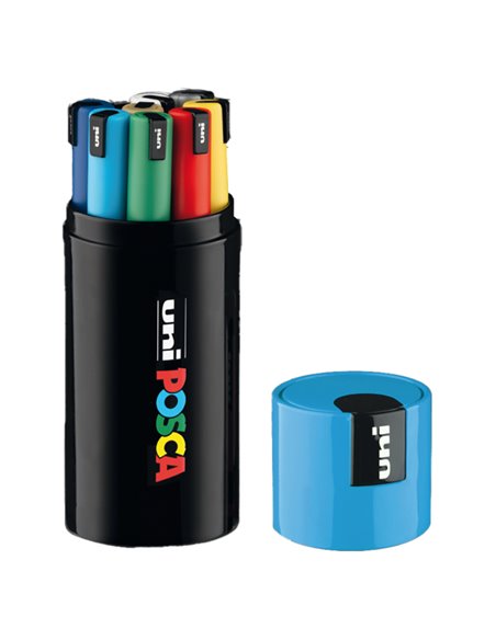 Gift Box azzurro 9 marcatori Posca Pen PC1 punta 0.7mm col.ass. UNI M 84020327 UNI MITSUBISHI A BASE D'ACQUA