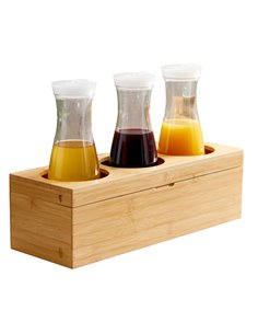 Portabottiglie con tre fori in bamboo Leone S0132 2