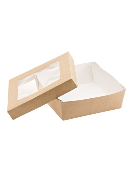 25 Scatola da asporto c/finestra trasparente carta kraft + PE 14x14x5hcm Leone H0717