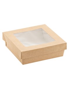 25 Scatola da asporto c/finestra trasparente carta kraft + PE 14x14x5hcm Leone H0717 2