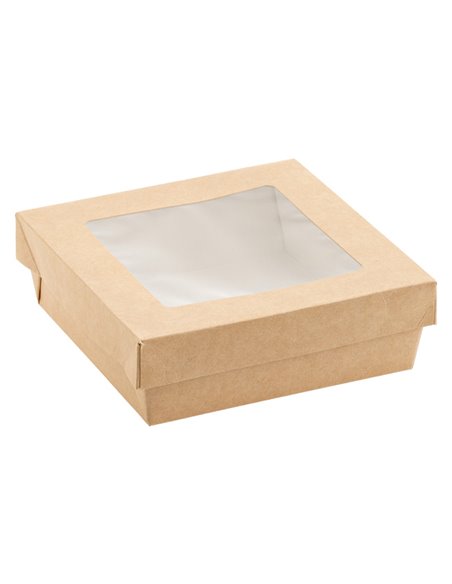 25 Scatola da asporto c/finestra trasparente carta kraft + PE 14x14x5hcm Leone H0717