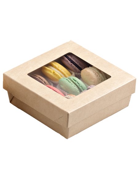 25 Scatola da asporto c/finestra trasparente carta kraft + PE 14x14x5hcm Leone H0717