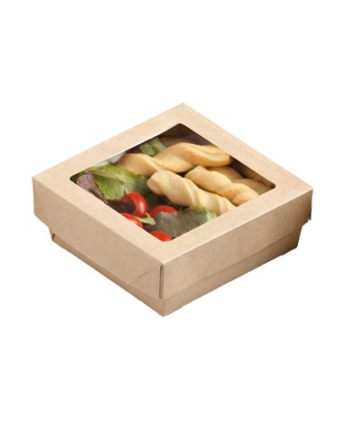 20 Scatola da asporto c/finestra trasparente carta kraft + PE 18x18x5hcm Leone H0718 LEONE CONTENITORI PER ALIMENTI-BORSE-CESTE