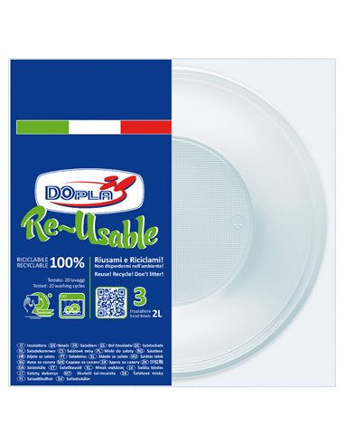 3 Insalatiere 2lt in PS Reuse bianco Dopla 34034