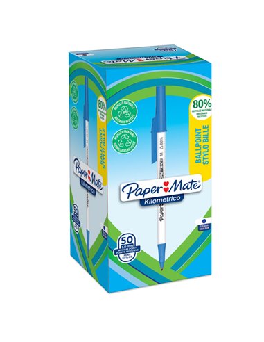 Penna sfera c/cappuccio Kilometrico Recycled 1.0mm blu Papermate 2187702