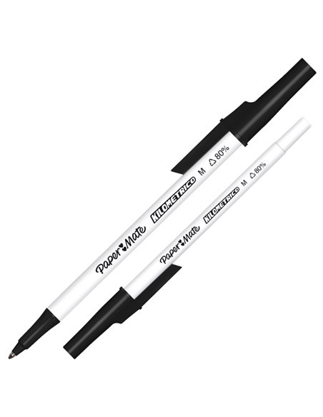 Astuccio 8 penne sfera c/cappuccio Kilometrico Recycled 1.0mm col.ass Papermate 2187680
