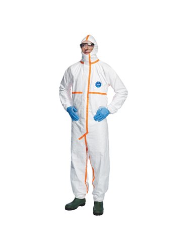 Tuta Tyvek® 800J c/nastrature arancione tg M bianco Dupont TY390.59.01-M