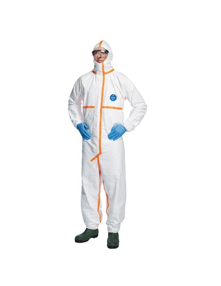 Tuta Tyvek® 800J c/nastrature arancione tg M bianco Dupont TY390.59.01-M