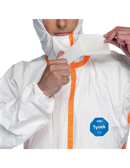 Tuta Tyvek® 800J c/nastrature arancione tg L bianco Dupont TY390.59.01-L Dupont ABBIGLIAMENTO MONOUSO
