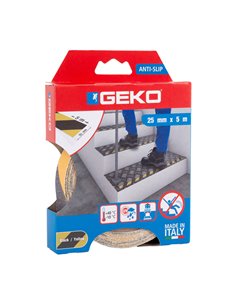 Nastro adesivo antiscivolo ANTISLIP 25mm x 5mt giallo nero Geko 220/55 Geko SEGNALETICA