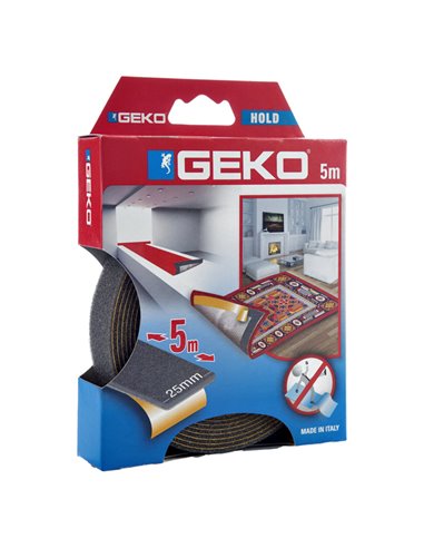 Nastro adesivo antiscivolo HOLD per tappeti e moquette 25mm x 5mt Geko 220/200 Geko SEGNALETICA