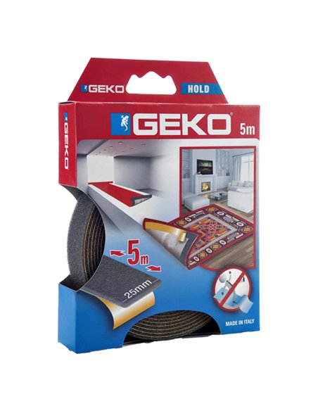 Nastro adesivo antiscivolo HOLD per tappeti e moquette 25mm x 5mt Geko 220/200 Geko SEGNALETICA