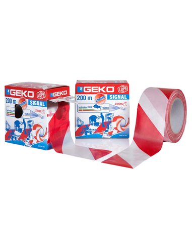 Nastro segnaletico SIGNAL 70mm x 200mt bianco/rosso Geko 200/25 Geko SEGNALETICA
