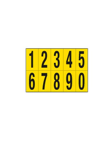 Foglio con 10 numeri autoadesivi da 0 a 9 nero/giallo 70x124mm 906.09 CARTELLI SEGNALATORI BUSTE PER IDENTIFICAZIONE E LEGGII