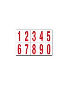 Foglio con 10 numeri autoadesivi da 0 a 9 rosso/bianco 70x124mm 916.09