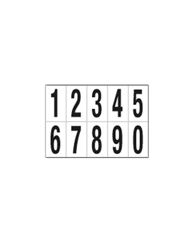 Foglio con 10 numeri autoadesivi da 0 a 9 nero/bianco 70x124mm 936.09
