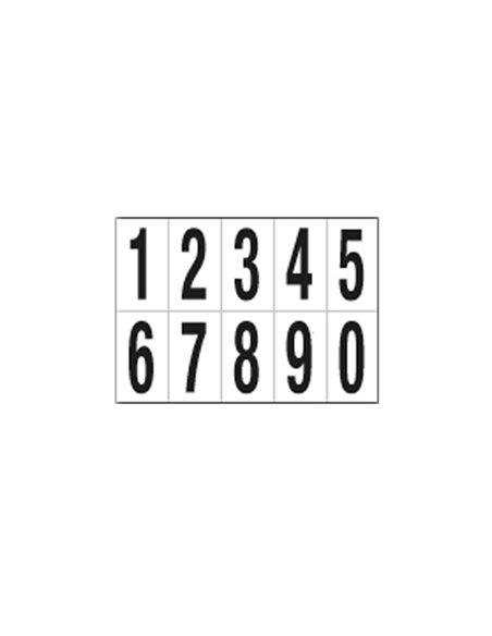 Foglio con 10 numeri autoadesivi da 0 a 9 nero/bianco 70x124mm 936.09