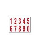 Foglio con 10 numeri autoadesivi da 0 a 9 rosso/bianco 56x99mm 915.09
