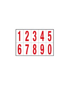 Foglio con 10 numeri autoadesivi da 0 a 9 rosso/bianco 56x99mm 915.09 CARTELLI SEGNALATORI BUSTE PER IDENTIFICAZIONE E LEGGII