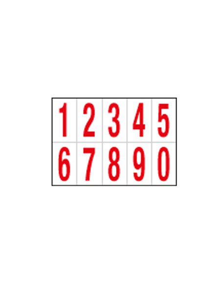 Foglio con 10 numeri autoadesivi da 0 a 9 rosso/bianco 56x99mm 915.09 CARTELLI SEGNALATORI BUSTE PER IDENTIFICAZIONE E LEGGII