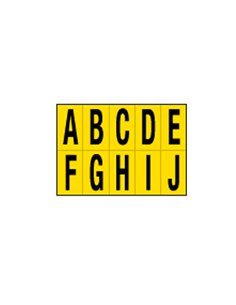 Foglio con 10 lettere autoadesivi da A a J nero/giallo 56x99mm 905AJ CARTELLI SEGNALATORI BUSTE PER IDENTIFICAZIONE E LEGGII