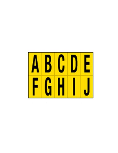 Foglio con 10 lettere autoadesivi da A a J nero/giallo 56x99mm 905AJ CARTELLI SEGNALATORI BUSTE PER IDENTIFICAZIONE E LEGGII