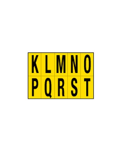 Foglio con 10 lettere autoadesivi da K a T nero/giallo 56x99mm 905KT CARTELLI SEGNALATORI BUSTE PER IDENTIFICAZIONE E LEGGII