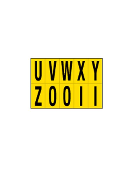 Foglio con 10 lettere autoadesivi da U a Z nero/giallo 56x99mm 905UZ CARTELLI SEGNALATORI BUSTE PER IDENTIFICAZIONE E LEGGII