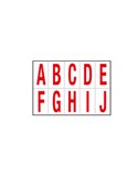 Foglio con 10 lettere autoadesivi da A a J rosso/bianco 56x99mm 915AJ