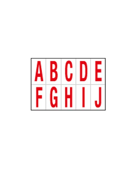 Foglio con 10 lettere autoadesivi da A a J rosso/bianco 56x99mm 915AJ CARTELLI SEGNALATORI BUSTE PER IDENTIFICAZIONE E LEGGII