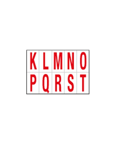 Foglio con 10 lettere autoadesivi da K a T rosso/bianco 56x99mm 915KT