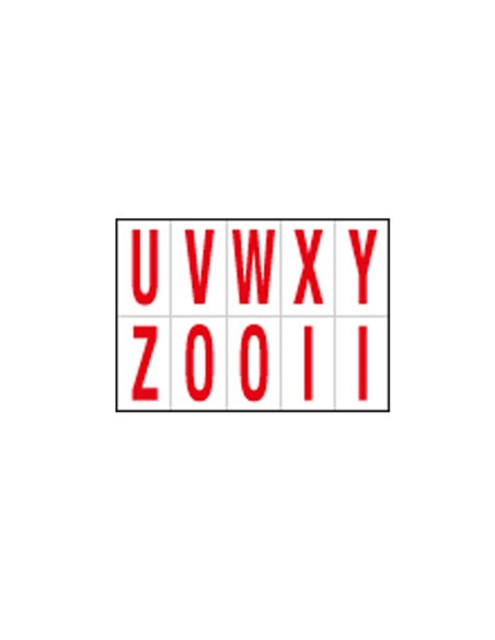 Foglio con 10 lettere autoadesivi da U a Z rosso/bianco 56x99mm 915UZ CARTELLI SEGNALATORI BUSTE PER IDENTIFICAZIONE E LEGGII